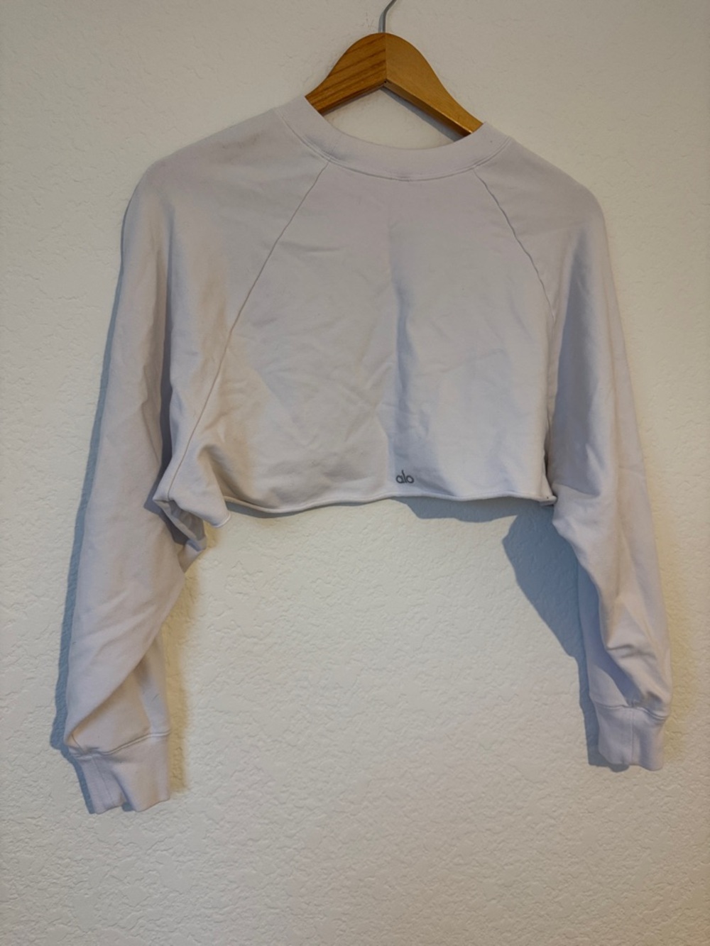 ALO yoga Cropped Long-Sleeve Crew Top in Light Gray XS - Picture 3 of 4
